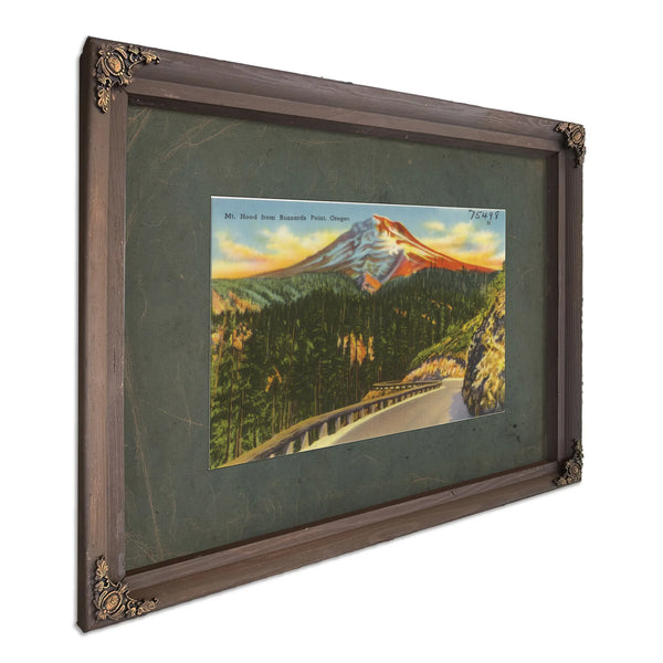 Mt Hood From Buzzards Point Oregon'1, Bourbon frame — vintage framed wall art by Bella Frye