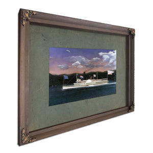 Steamboat Jesse Hoyt on the Hudson River — Bourbon Framed Canvas Print | Bella Frye
