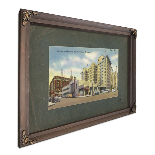 Portland Central Bus Depot Portland Oregon, Bourbon frame — vintage framed wall art by Bella Frye