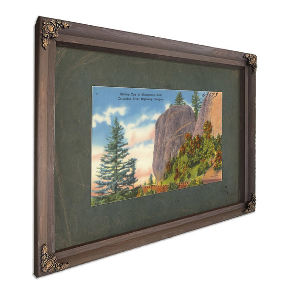 Bishop Cap At Shepperd's Dell Columbia River Highway Oregon B, Bourbon frame — vintage framed wall art by Bella Frye