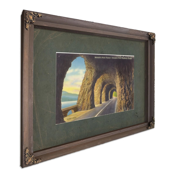 Mitchell's Point Tunnel Columbia River Highway Oregon, Bourbon frame — vintage framed wall art by Bella Frye
