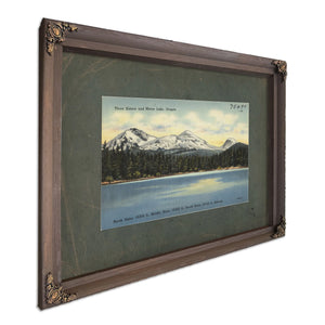 Three Sisters And Mirror Lake Oregon, Bourbon frame — vintage framed wall art by Bella Frye