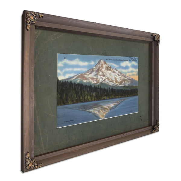 Mt Hood From Lost Lake Oregon Alt 11225 Ft'1, Bourbon frame — vintage framed wall art by Bella Frye