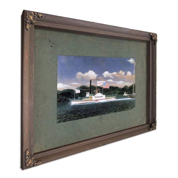 Steamboat Peter Crary on the Hudson River — Bourbon Framed Canvas Print | Bella Frye