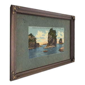 A Sheltered Cove Amid The Wave Worn Rock Of Cape Flattery Washington, Bourbon frame — vintage framed wall art by Bella Frye