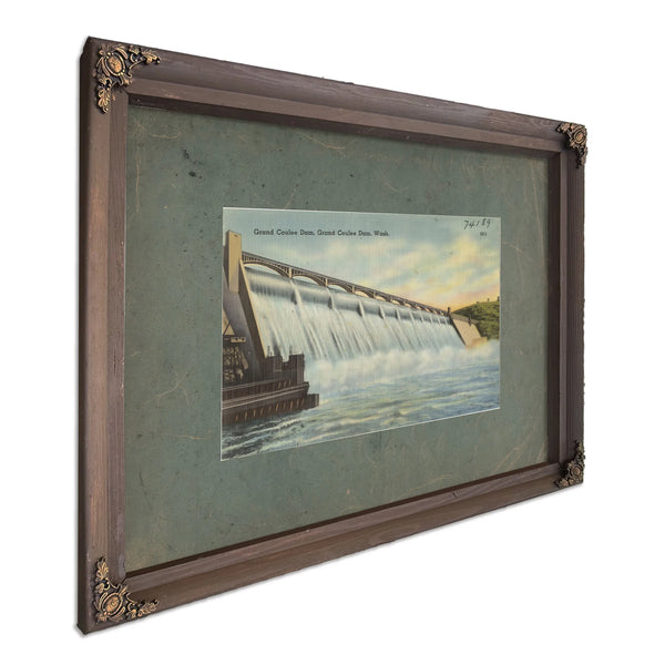 Grand Coulee Dam Grand Coulee Dam Wash'1, Bourbon frame — vintage framed wall art by Bella Frye