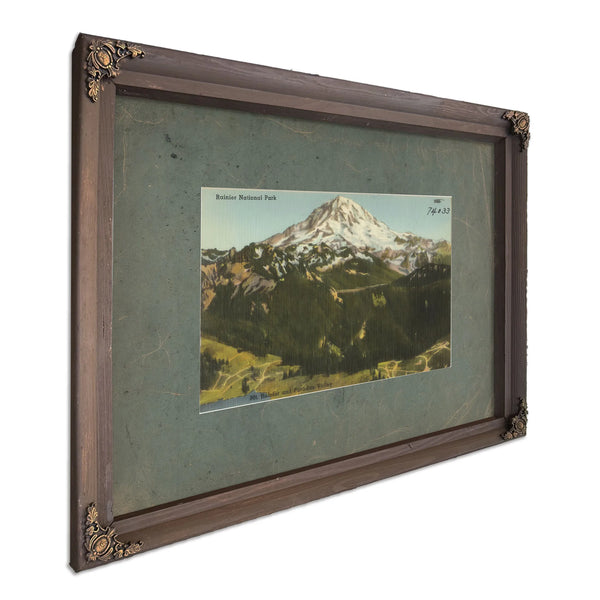 Rainier National Park Mt Rainier And Paradise Valley'2, Bourbon frame — vintage framed wall art by Bella Frye