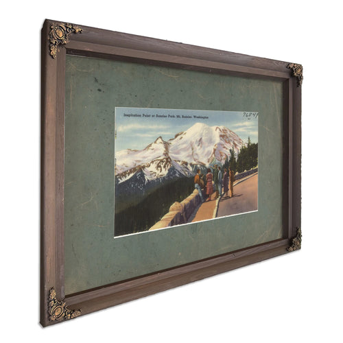 Inspiration Point At Sunrise Park Mt Rainier Washington, Bourbon frame — vintage framed wall art by Bella Frye