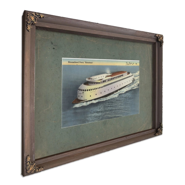 Streamlined Ferry 'Kalakala, Bourbon frame — vintage framed wall art by Bella Frye