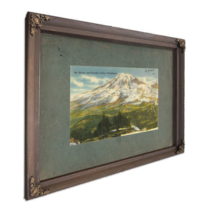 Mt Rainier And Paradise Valley Washington, Bourbon frame — vintage framed wall art by Bella Frye