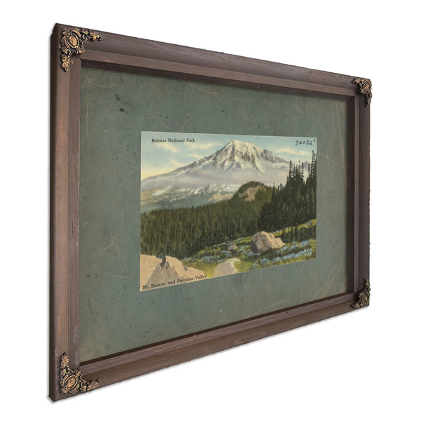 Rainier National Park Mt Rainier And Paradise Valley Washington'4, Bourbon frame — vintage framed wall art by Bella Frye