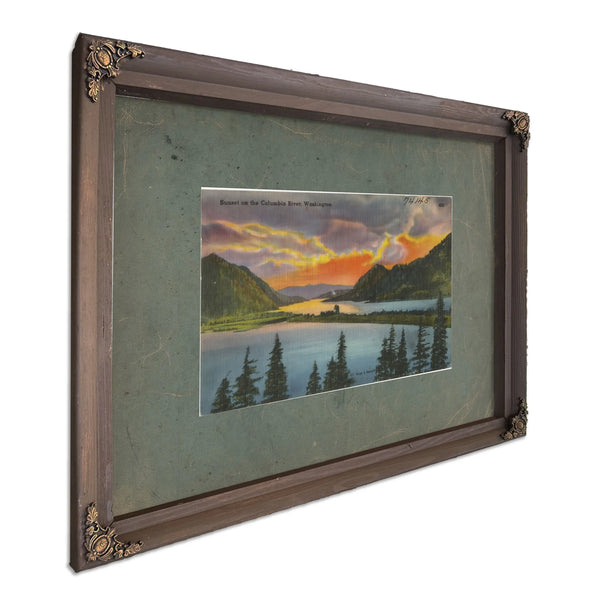 Sunset On The Columbia River Washington, Bourbon frame — vintage framed wall art by Bella Frye