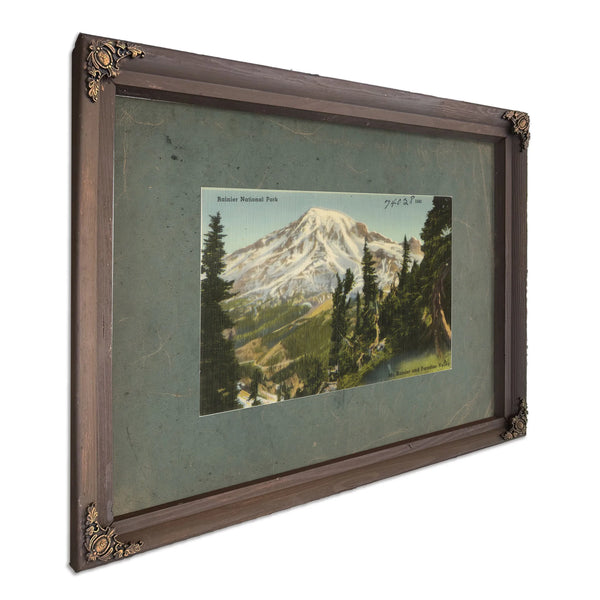 Rainier National Park Mt Rainier And Paradise Valley Washington, Bourbon frame — vintage framed wall art by Bella Frye