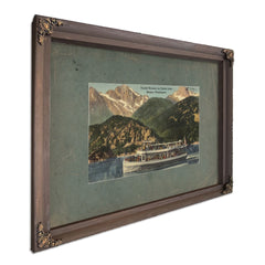 Tourist Steamer On Diablo Lake Skaget Washington, Bourbon frame — vintage framed wall art by Bella Frye