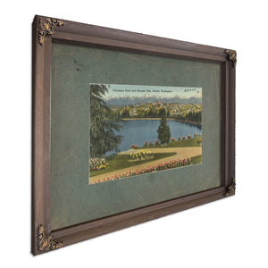 Volunteer Park And Olympic Mts Seattle Washington, Bourbon frame — vintage framed wall art by Bella Frye