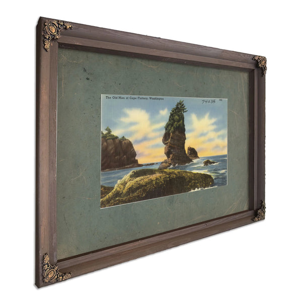 The Old Man Of Cape Flattery Washington, Bourbon frame — vintage framed wall art by Bella Frye