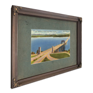 Lake Washingtonpontoon Bridge Seattle Washington, Bourbon frame — vintage framed wall art by Bella Frye