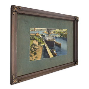 Canal Locks Second To Panama Seattle Washington, Bourbon frame — vintage framed wall art by Bella Frye