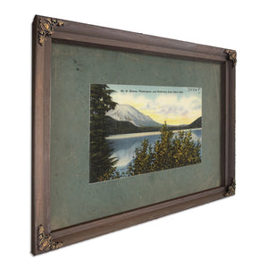 Mt St Helens Washingtonand Reflection From Spirit Lake, Bourbon frame — vintage framed wall art by Bella Frye