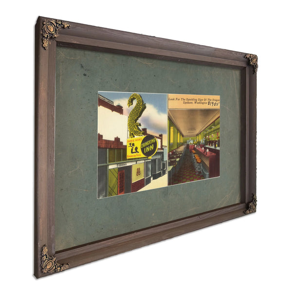 Chung King Inn Look For Sparkling Sign Of The Dragon Spokane Washington, Bourbon frame — vintage framed wall art by Bella Frye