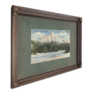 Winter At Mt Rainier Washington, Bourbon frame — vintage framed wall art by Bella Frye