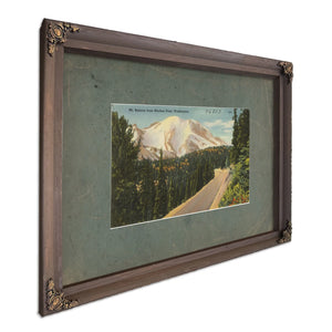 Mt Rainier From Naches Pass Washington, Bourbon frame — vintage framed wall art by Bella Frye