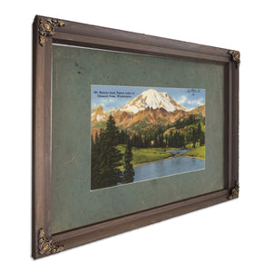 Mt Rainier From Tipsoo Lake At Chinook Pass Washington, Bourbon frame — vintage framed wall art by Bella Frye