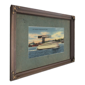 M F Kalakala Leaving Bremerton Wash, Bourbon frame — vintage framed wall art by Bella Frye