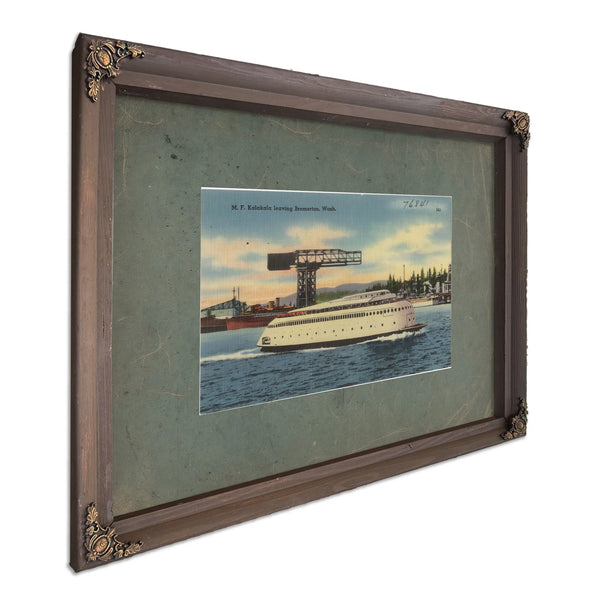 M F Kalakala Leaving Bremerton Wash, Bourbon frame — vintage framed wall art by Bella Frye