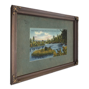 Scenic Splendor On The Spokane River Looking East Near Spokane Wash, Bourbon frame — vintage framed wall art by Bella Frye