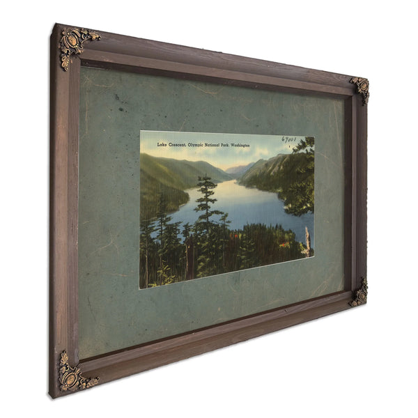 Lake Crescent Olympic National Park Washington, Bourbon frame — vintage framed wall art by Bella Frye