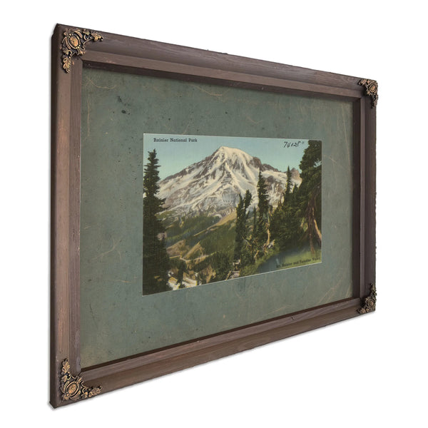 Rainier National Park Mt Rainier And Paradise Valley Washington'3, Bourbon frame — vintage framed wall art by Bella Frye