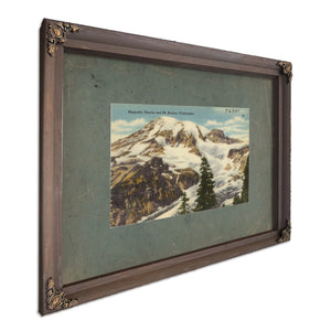 Nisqually Glacier And Mt Rainier Washington, Bourbon frame — vintage framed wall art by Bella Frye