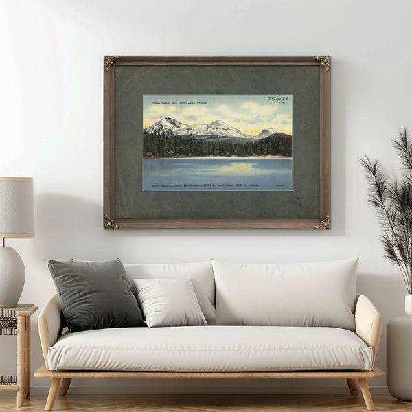 Three Sisters And Mirror Lake Oregon — vintage wall art by Bella Frye