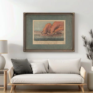 Terrific Combat Between the Monitor 2 Guns Merrimac 11 Guns in Hampton Roads M — Framed Wall Art Room View | Bella Frye