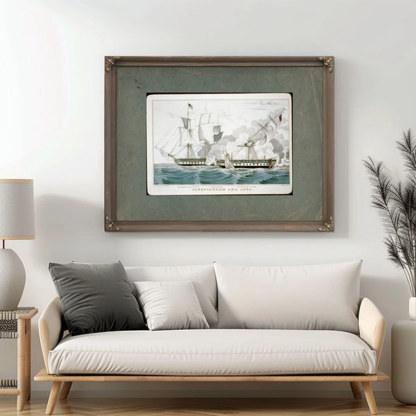Constitution and Java Naval Battle of the War of 1812 — Framed Wall Art Room View | Bella Frye