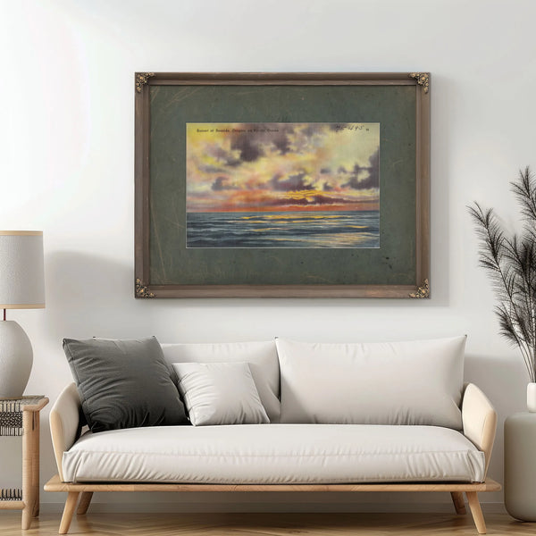 Sunset At Seaside Oregon On Pacific Ocean — vintage wall art by Bella Frye