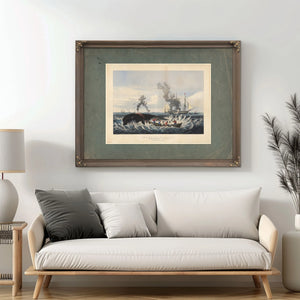 The Whale Fishery Attacking a Right Whale and Cutting In — Framed Wall Art Room View | Bella Frye