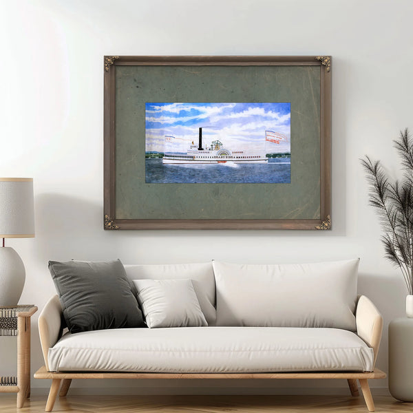 Steamboat Shady Side Hudson River Sidewheel Passenger Steamer — Framed Wall Art Room View | Bella Frye