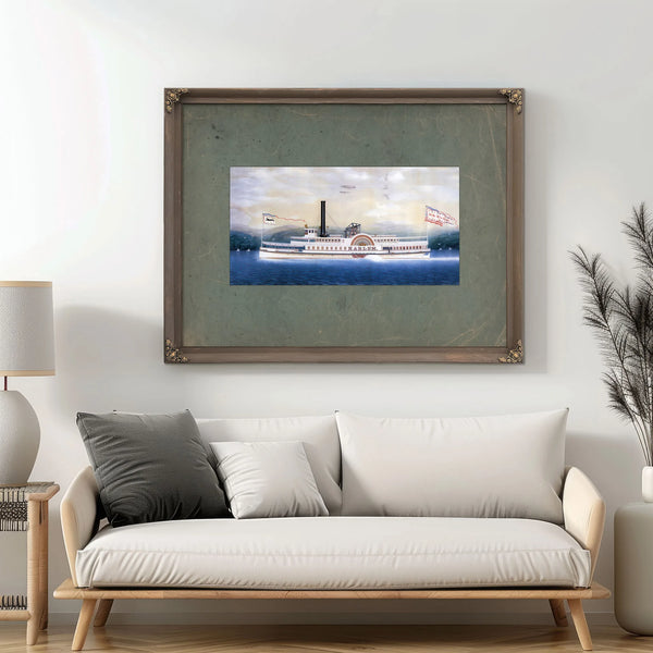 Steamboat Harlem on the Hudson River — Framed Wall Art Room View | Bella Frye