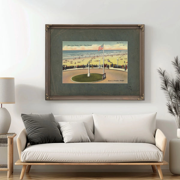 End Of The Oregon Trail Turn Around Beach At Seaside Oregon — vintage wall art by Bella Frye