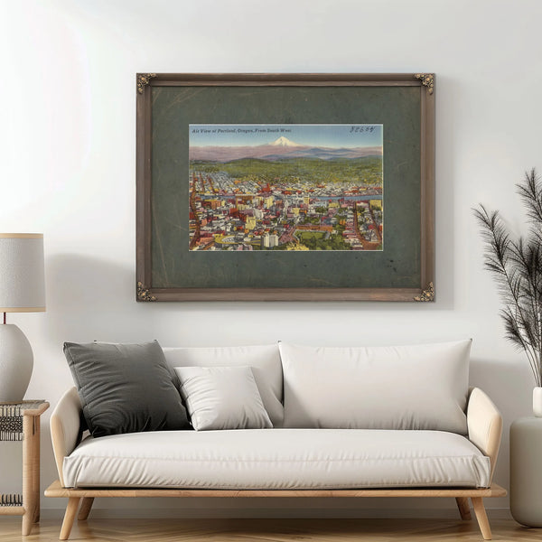 Air View Of Portland Oregon From South West — vintage wall art by Bella Frye