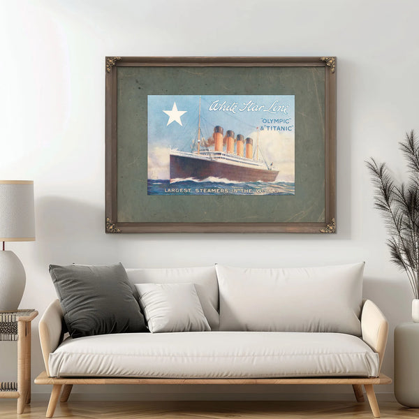 White Star Line Olympic and Titanic Promotional Brochure Cover — Framed Wall Art Room View | Bella Frye