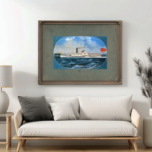 Steamboat Reindeer Hudson River Side Wheel Passenger Steamer — Framed Wall Art Room View | Bella Frye