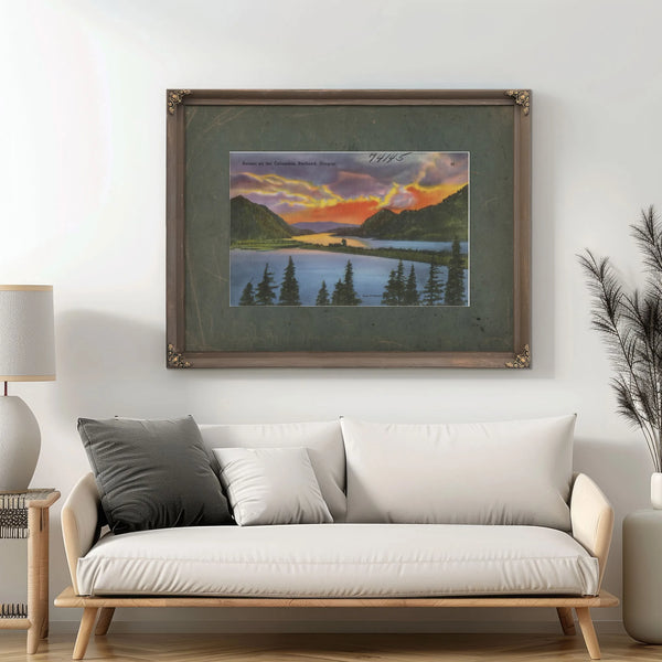 Sunset On The Columbia Portland Oregon — vintage wall art by Bella Frye