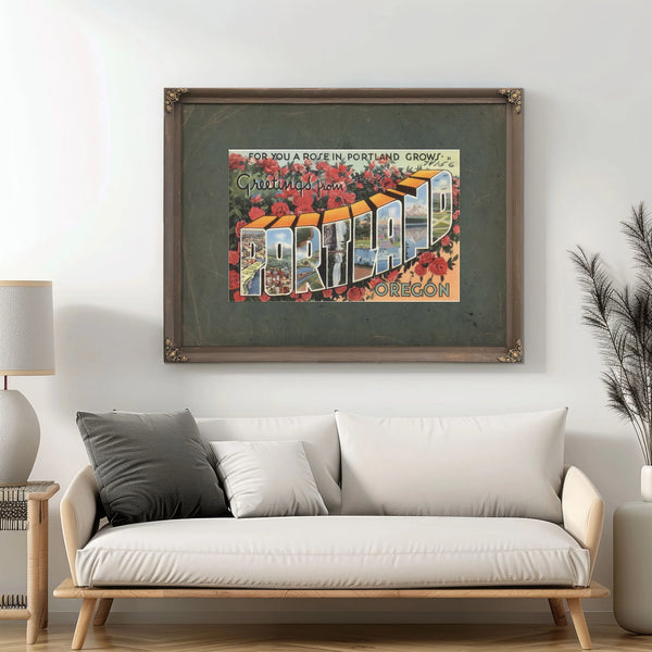 For You A Rose In Portland Grows Greetings From Portland Oregon — vintage wall art by Bella Frye