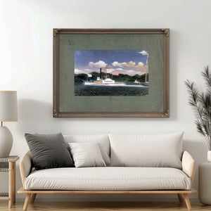 Steamboat Peter Crary on the Hudson River — Framed Wall Art Room View | Bella Frye