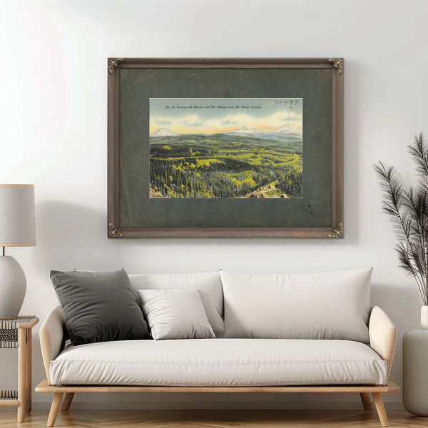 Mt St Helens Mt Rainier And Mt Adams From Mt Hood Oregon — vintage wall art by Bella Frye