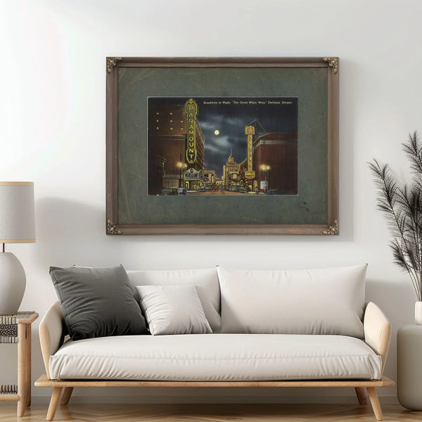 Broadway At Night 'The Great White Way' Portland Oregon — vintage wall art by Bella Frye