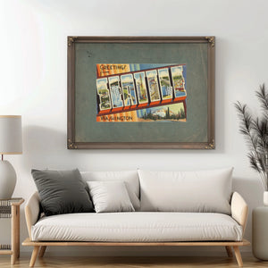 Greetings From Seattle Washington — vintage wall art by Bella Frye